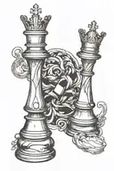 king and queen chess pieces tattoo design idea