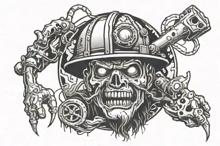 horror miner  tattoo design idea