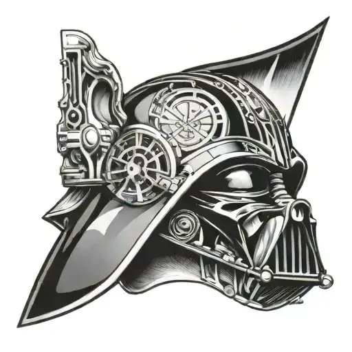 Anakin Darth Vader half half helmet tattoo design idea