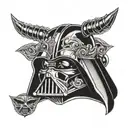 Anakin Darth Vader half half helmet tattoo design idea
