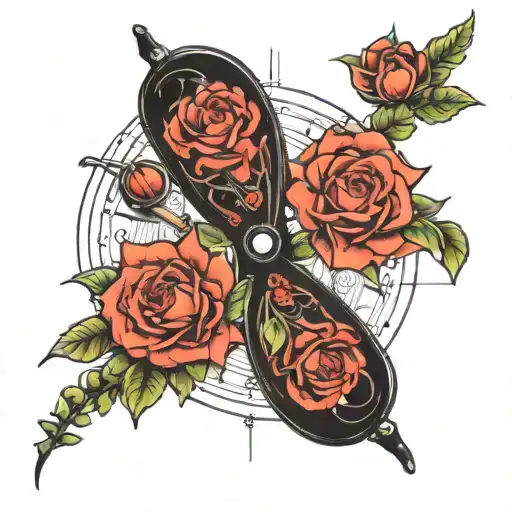 I want a drawing that makes reference to 3 songs from the BTS, spring day, zero o clock and mikroskosmo. No people, only tattoo design idea