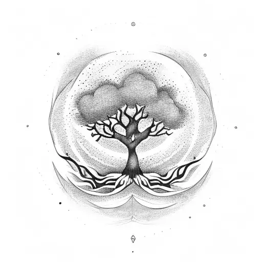Aum with tree tattoo design idea