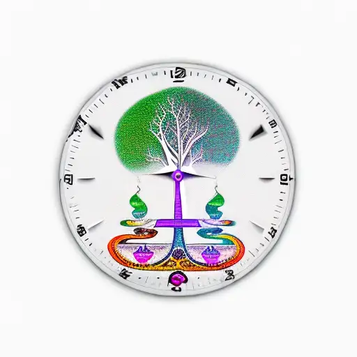 Aum with tree and veena and hour glass tattoo design idea