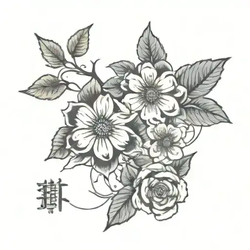 korean flower text tattoo tattoo design idea