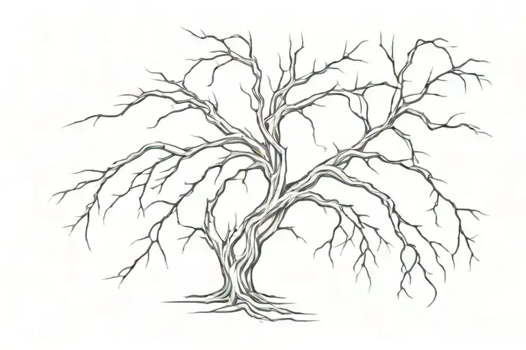 drill tree root and veins tattoo design idea