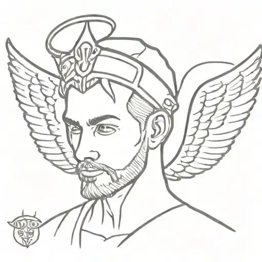 emergency nurse man with third eye and angel wings and devil horns  tattoo design idea
