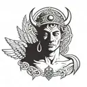 emergency nurse man with third eye and angel wings and devil horns  tattoo design idea