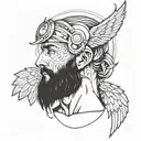 emergency nurse man with third eye and angel wings and devil horns  tattoo design idea