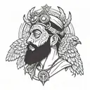 emergency nurse man with third eye and angel wings and devil horns  tattoo design idea