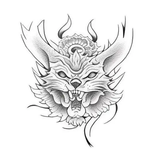 que aparezca una persona mirando al cuelo con cara de pena  y saliendo de su cuerpo  un  espíritu   tattoo design idea