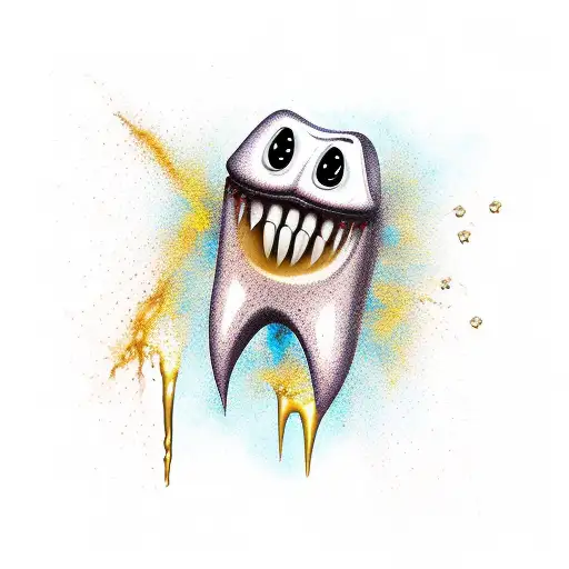 tooth dripping with honey tattoo design idea