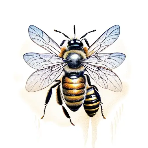 Honey bee on giant tooth dripping with honey tattoo design idea