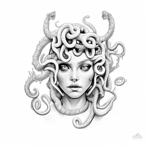 medusa marina con fuego tattoo design idea