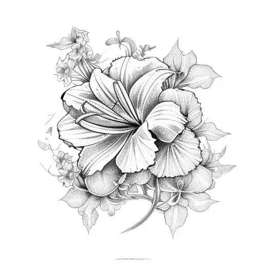 daylily, geranium, bougainvillea  tattoo design idea