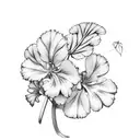 geranium oak leaf, daylily, geranium pencil leaf, bougainvillea  tattoo design idea