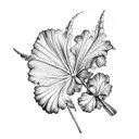 geranium oak leaf, daylily, geranium pencil leaf, bougainvillea  tattoo design idea