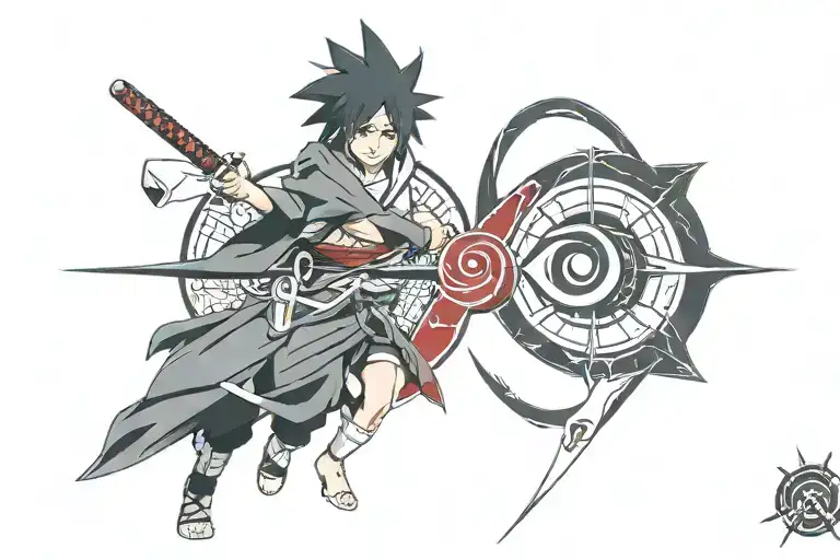Sasuke Mangenkyo Sharingan + Blade tattoo design idea