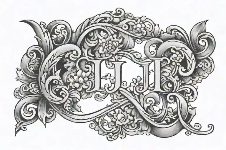 sexy tramp stamp that embodies nursing elements and hides the letters A and J in the intricate design tattoo design idea