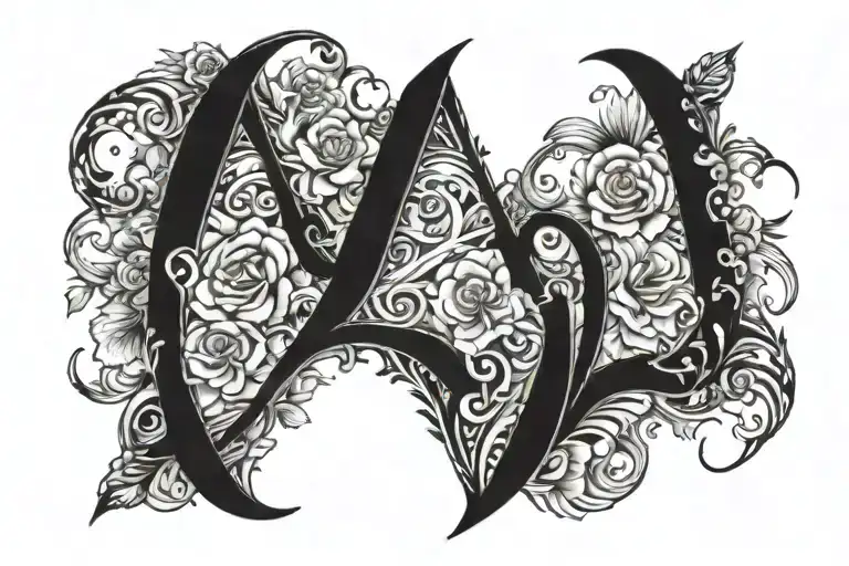 sexy, unique tramp stamp tattoo with nursing elements, hide the letters A and J in the gorgeous, intricate design  tattoo design idea