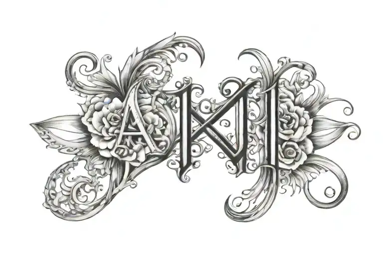 sexy, unique tramp stamp tattoo with nursing elements, hide the letters A and J in the gorgeous, intricate design  tattoo design idea