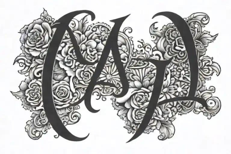 sexy, unique tramp stamp tattoo with nursing elements, hide the letters A and J in the gorgeous, intricate design  tattoo design idea