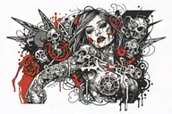 sexy, unique tramp stamp tattoo with nursing elements like blood, bones, etc tattoo design idea