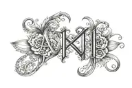 sexy, unique tramp stamp tattoo with nursing elements, hide the letters A and J in the gorgeous, intricate design  tattoo design idea