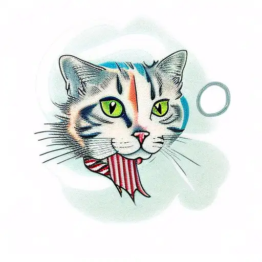 cat calico  tattoo design idea
