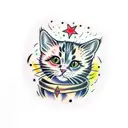 cat calico  tattoo design idea