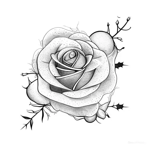 oxytocin molecule with a carnation, a rose, and a holly branch incorporated  tattoo design idea