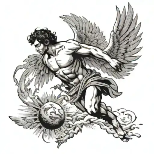 icarus falling from the sun tattoo design idea