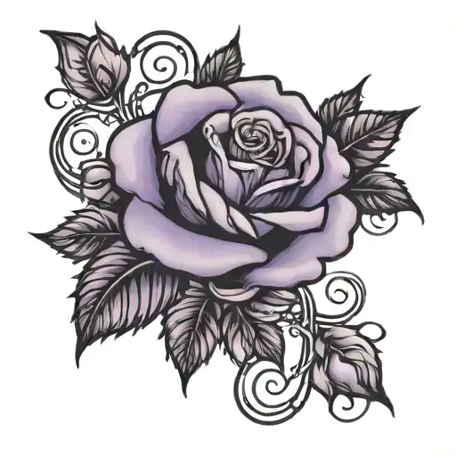 purple rose intertwined tattoo design idea