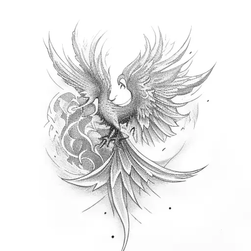 phoenix whit smoke  tattoo design idea