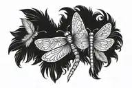 Feather Dragonfly Butterfly tattoo design idea