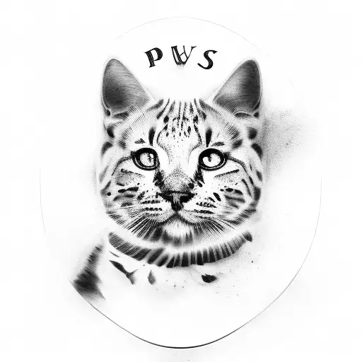  pawprint with name Boris underneath  tattoo design idea