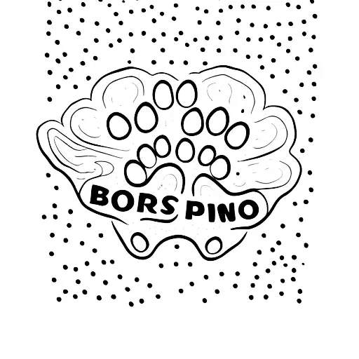 small pawprint with name Boris underneath  tattoo design idea