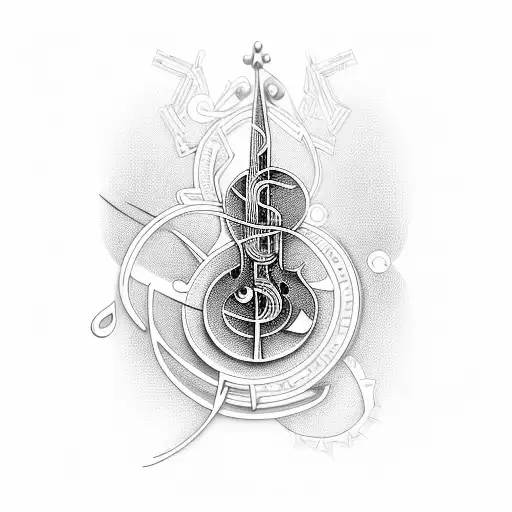 Musical notes transforming into circuitry tattoo design idea