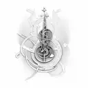 Musical notes transforming into circuitry tattoo design idea