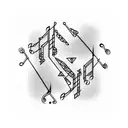 Musical notes transforming into circuitry tattoo design idea