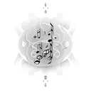 Musical notes transforming into circuitry tattoo design idea