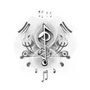 Musical notes transforming into circuitry tattoo design idea