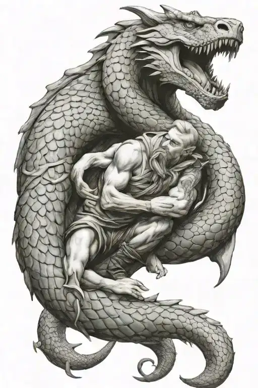 jormungandr and atlas holding the world tattoo design idea