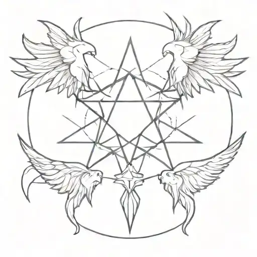 an 8 pointed star with wings tattoo design idea