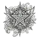 an 8 pointed star with wings tattoo design idea