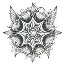 an 8 pointed star with wings tattoo design idea