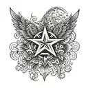 an 8 pointed star with wings tattoo design idea
