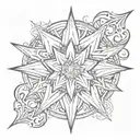 an 8 pointed star with wings tattoo design idea