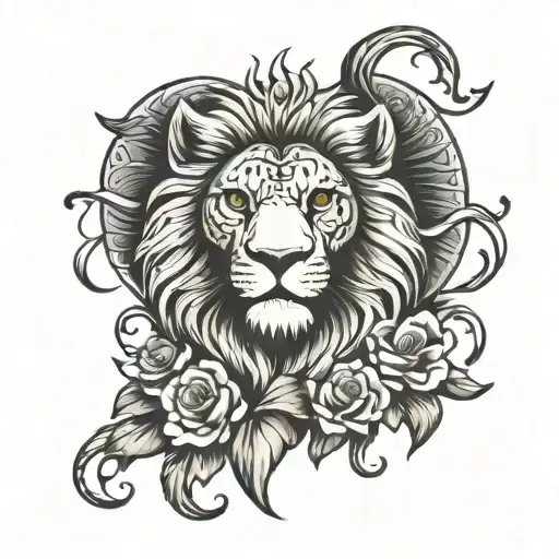 leo zodiac sign representing 888 angel numbers tattoo design idea