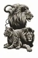 Lion with lioness and 2 cubs    tattoo design idea
