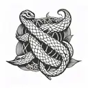 old school snake intertwined in dagger piercing tattoo design idea